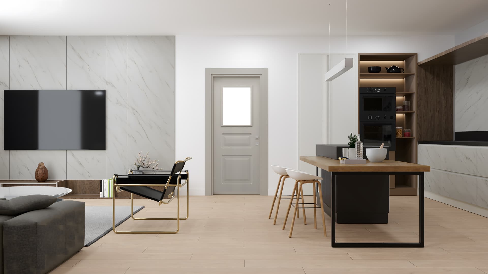 ATLAS İPEK GRİ CAMLI Render