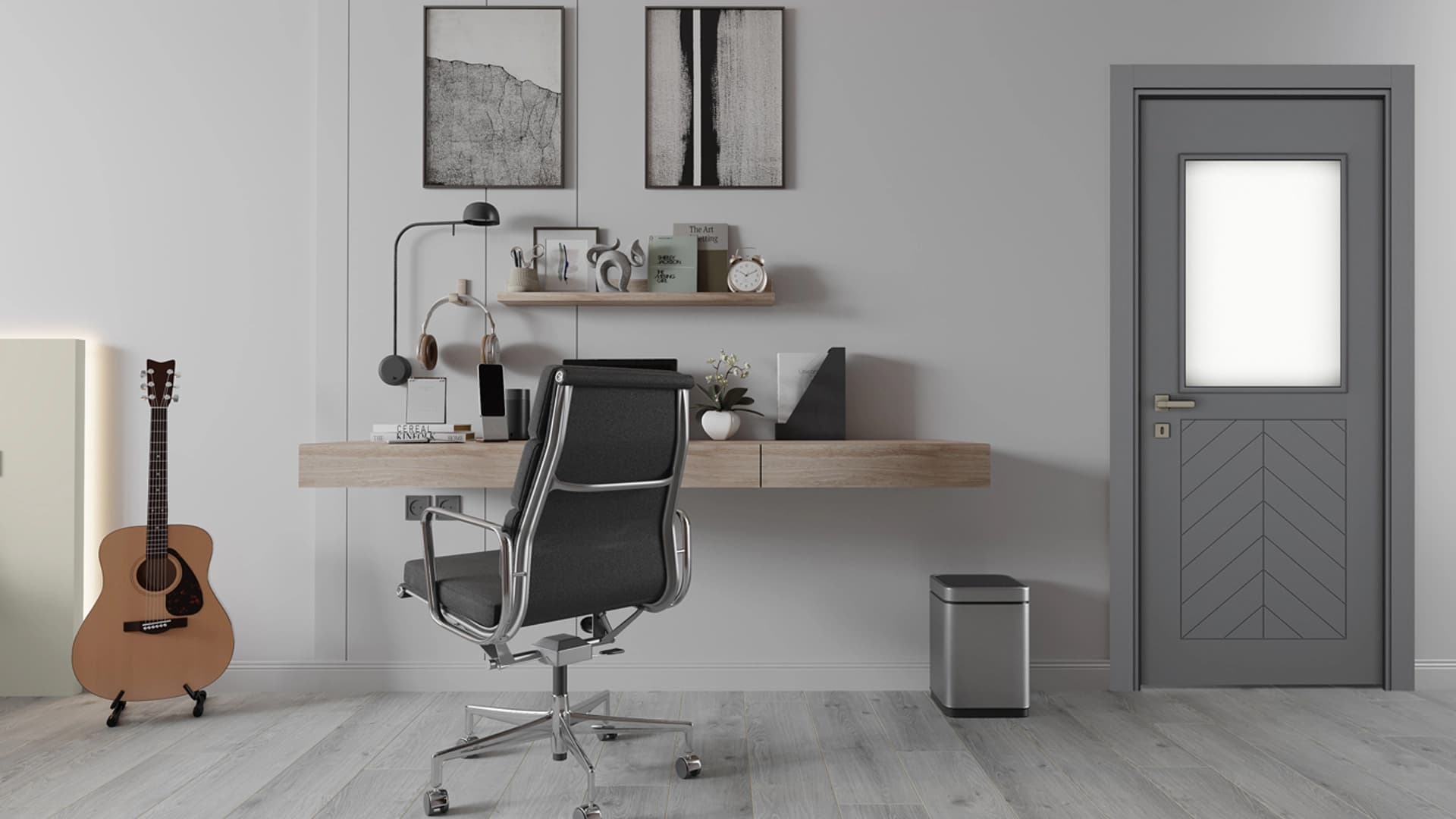 FISHBONE MODERN ANTRASİT CAMLI1 Render